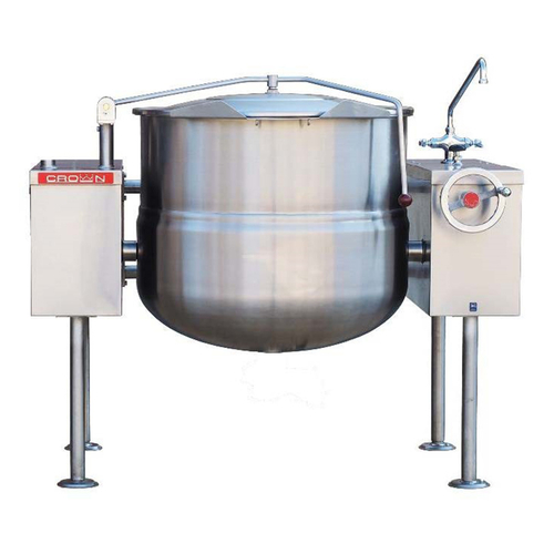 Crown Steam DLT-30TC Tilting Kettle Direct Steam 30 Gallon Capacity 2/3 Jacket Crank Tilt 316 Stainless Steel NSF