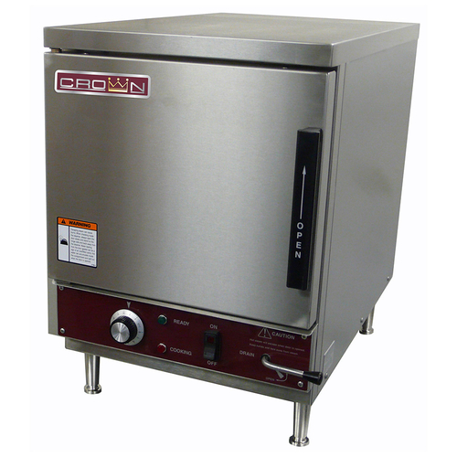Crown Steam SXN-4M Convection Steamer Electric Countertop Steam Generator 1 Compartment 4 Pan Capacity Automatic Fill