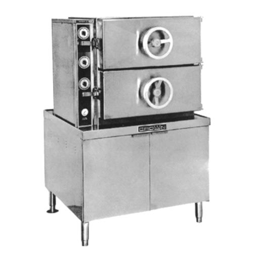 Crown Steam GDA-2 Do-All Dual-Pressure Steamer Gas 2 Compartments 8-16 Pan Capacity 36 Inch Cabinet Base