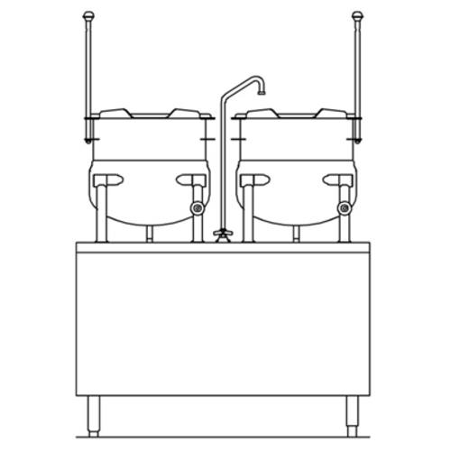 Crown Steam DMT-10-10 Kettle Cabinet Assembly Direct Steam 42 Inch Cabinet Base 2 10 Gallon Tilting Kettle 316 Stainless Steel