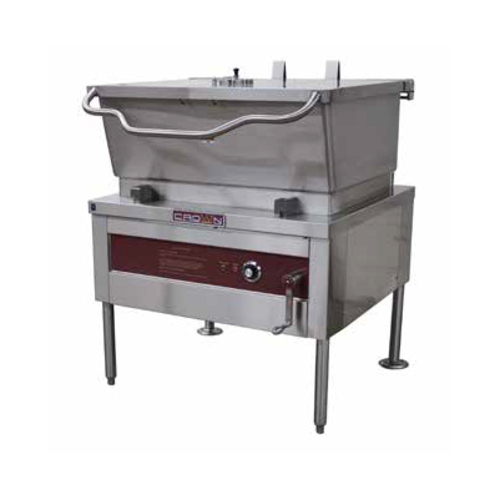 Crown Steam GS-40N Tilting Skillet Gas Narrow 40 Gallon Capacity Manual Tilt Spring Assisted Cover Electronic Ignition 100000 BTU