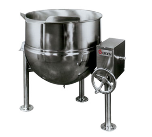 Groen DL-40 Tilting Kettle Direct Steam 40 Gallon Crank Tilt 2/3 Jacket Stainless Steel Construction NSF Made in USA