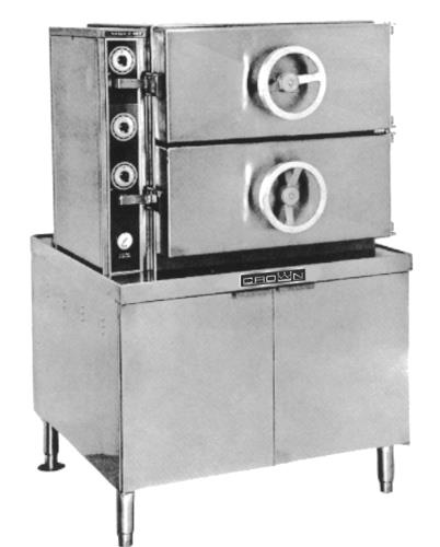 Crown Steam DDA-3 Do-All Dual-Pressure Steamer Direct Steam 3 Compartments 36 Inch Cabinet Base Manual Controls
