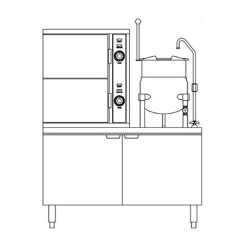 Crown Steam GCX-2-10 Convection Steamer Kettle Gas 2 Compartment 10 Gallon Kettle 12x20 Pan Capacity 48 Cabinet Base