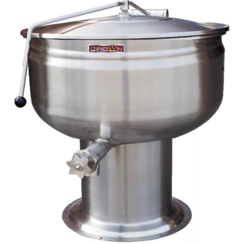 Crown Steam DP-60F Stationary Kettle Direct Steam 60 Gallon Capacity Full Jacket 2 Inch Draw-Off NSF Certified