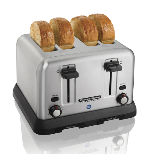 Hamilton Beach 24850R Proctor-Silex Pop-Up Toaster 4 Extra Wide Slots Toast Boost Front Crumb Trays 1.75kW 120v NSF