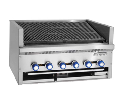 Imperial Range IAB-48 Steakhouse Charbroiler Gas Countertop 48W 8 Radiant Burners Cast Iron Grate Stainless Steel 160000 BTU