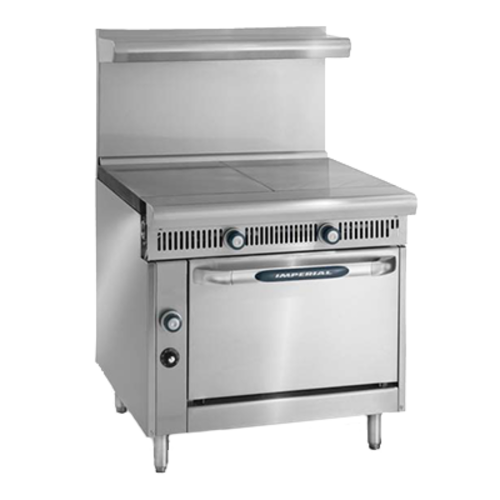 Imperial Range IHR-2HT-XB Spec Series Heavy Duty Range Gas 36 Inch 2 Hot Tops Open Cabinet Base Stainless Steel