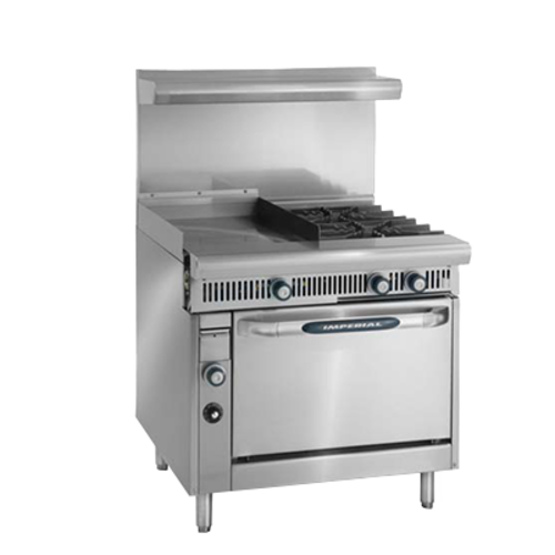 Imperial Range IHR-GT24-2 Spec Series Heavy Duty Gas Range 36 inch with 2 Open Burners and 24 inch Griddle