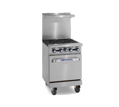 Imperial Range IR-2-G12 Pro Series Restaurant Range Gas 24W with Open Burners Griddle and Space Saver Oven