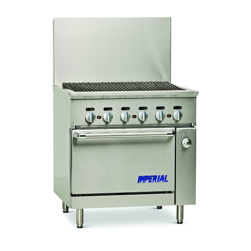 Imperial Range IR-36BR-126 Pro Series Restaurant Range 36in Gas Charbroiler Standard Oven Stainless Steel 125000 BTU