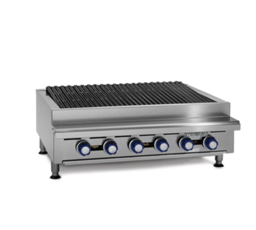 Imperial Range IRB-60 Charbroiler Gas Countertop 60W 10 Radiant Burners Cast Iron Grates Stainless Steel 150000 BTU