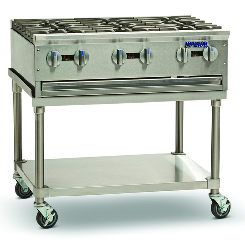 Imperial Range PSH636 Pro Series Hotplate Gas Countertop 36 Inch 6 Open Burners Cast Iron Top Grate 192000 BTU