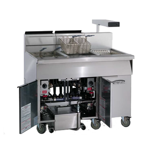 Imperial Range IFSCB650 Gas Fryer Floor Model 50 lb Capacity Built-in Filter System Food Warmer Stainless Steel