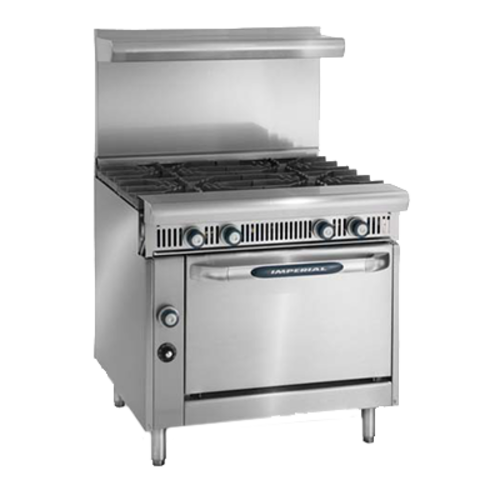 Imperial Range IHR-4-C Spec Series Heavy Duty Range Gas 36 Inch 4 Open Burners Convection Oven Stainless Steel