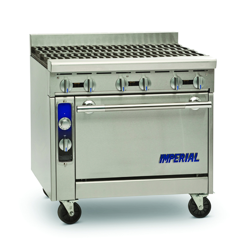 Imperial Range IHR-6-C Spec Series Heavy Duty Gas Range 36 inch 6 Open Burners Convection Oven Stainless Steel