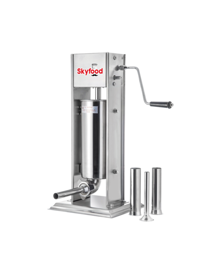 Skyfood Equipment 3VF Manual Vertical Sausage Stuffer 7 lb Stainless Steel with 4 Stuffing Tubes