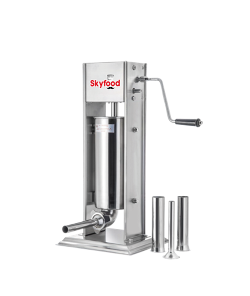 Skyfood Equipment 3VF Manual Vertical Sausage Stuffer 7 lb Stainless Steel with 4 Stuffing Tubes
