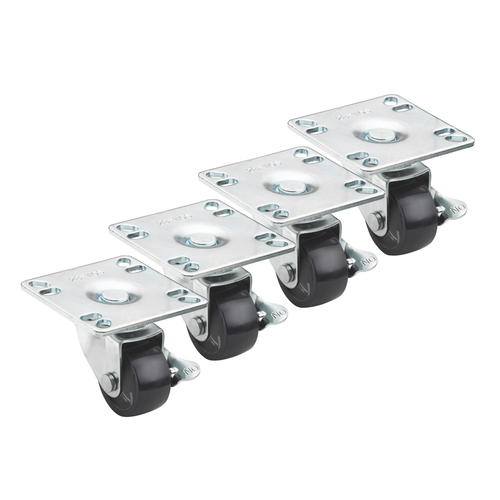 Krowne Metal Corporation 28-110S Low Profile Plate Caster Swivel with Brake 2 Inch Diameter 220 lbs Load Capacity