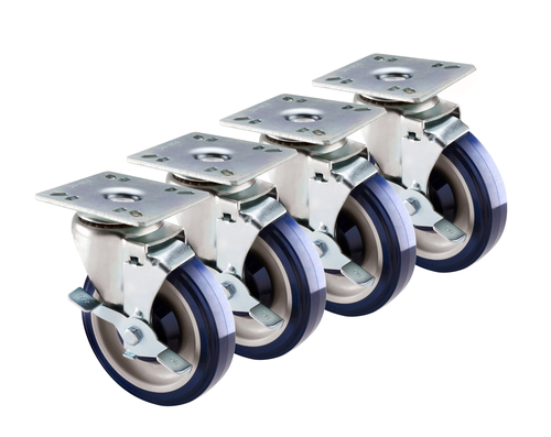 Krowne Metal Corporation 30-107S Economy Series 4x4 Plate Caster Swivel with Brake 5 Inch Diameter Set of 4