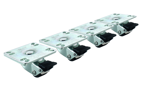 Krowne Metal Corporation 28-109S Plate Caster Ultra Low Profile 1 Inch Diameter Set of 4 200 lbs Load Capacity