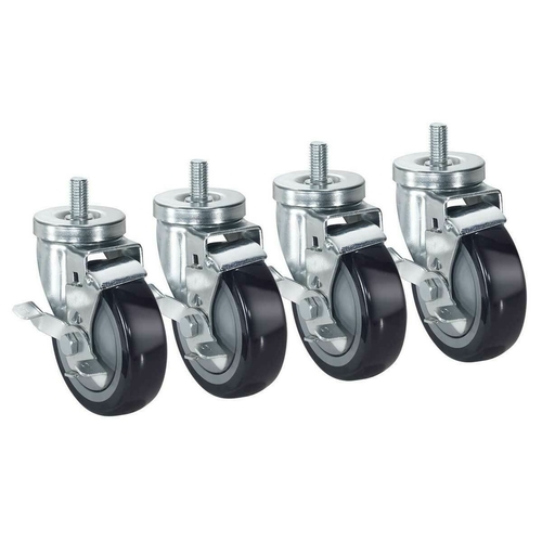 Krowne Metal Corporation 30-141S Low Profile Caster Set 1/2 inch Threaded Stem 5 inch Wheels 200 lbs Capacity