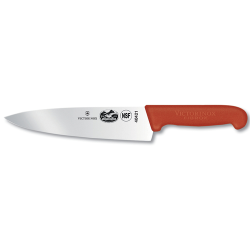 Victorinox 5.2061.20 Chefs Knife 8 Inch Blade 2 Inch Width Red Fibrox Pro Handle Slip Resistant NSF