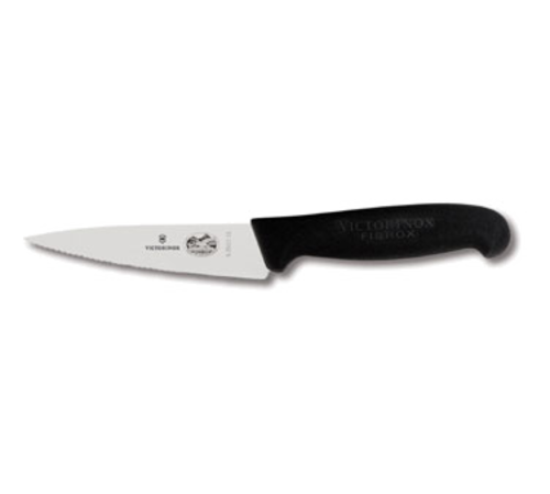 Victorinox 5.2033.12 Mini Chefs Knife 5 Inch Blade Serrated Edge Black Fibrox Pro Handle High Carbon Steel NSF