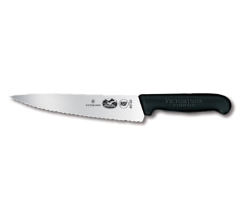 Victorinox 5.2033.19 Chef's Knife 7-1/2 inch Blade Serrated Edge Black Fibrox Pro Handle Slip Resistant NSF