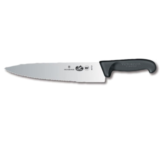 Victorinox 5.2033.25 Chef's Knife 10 Inch Blade 2 Inch Width Serrated Straight Edge Black Fibrox Pro Handle