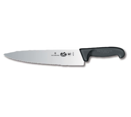 Victorinox 5.2033.25 Chef's Knife 10 Inch Blade 2 Inch Width Serrated Straight Edge Black Fibrox Pro Handle
