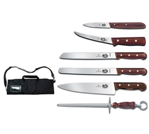 Victorinox 7.4012-X7 Cutlery Roll Set 7 Piece with Canvas Case Rosewood Handle