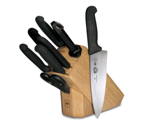 Victorinox 5.1193.8-X2 Block Set 8 Piece Paring Boning Chefs Bread Slicer Steel Shear Oak Block NSF