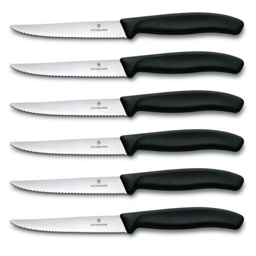 Victorinox 6.7233.20-X2 Swiss Classic 6-Piece Steak Set Round Tip Serrated Blade High Carbon Stainless Steel Blade NSF