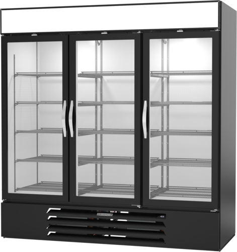Beverage Air MMF72HC-1-B MarketMax Freezer Merchandiser Three Section 68 Cu Ft Capacity with Glass Doors