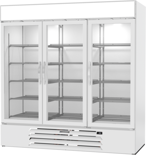 Beverage Air MMF72HC-1-W MarketMax Freezer Merchandiser Three Section 68 Cu Ft Capacity Triple Pane Glass Doors