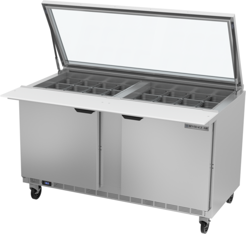 Beverage Air SPE60HC-24M-STL Mega Top Refrigerated Counter 60 inch with See Thru Lids and Stainless Steel Top