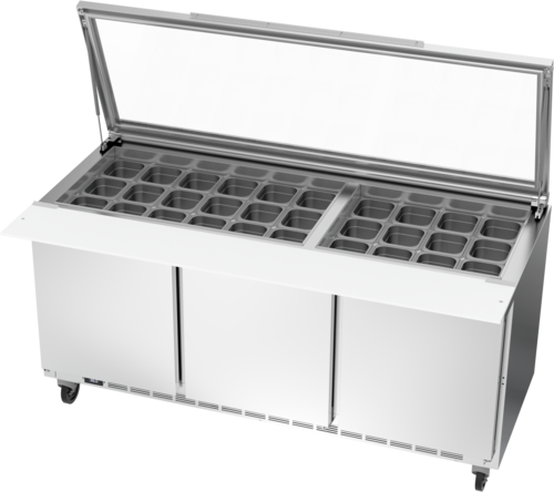 Beverage Air SPE72HC-30M-STL Mega Top Refrigerated Counter 72 inch with See Thru Lid and Stainless Steel Top