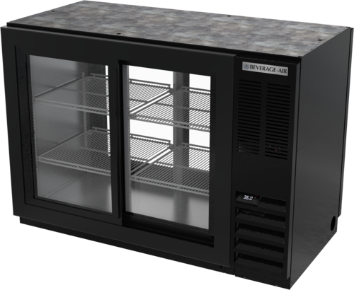 Beverage Air BB48HC1GSTP Back Bar Refrigerator 48 Inch Two Section 136 Cu Ft Capacity with Glass Doors