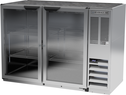 Beverage Air BB48HC-1-G-S Refrigerated Back Bar Storage Cabinet 48W 34H 12.4 cu ft with Glass Doors and LED Lighting