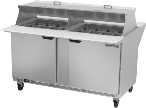 Beverage Air SPE60HC-24M-DS Dual Side Mega Top Refrigerated Counter 60 inch 16 cu ft Capacity Stainless Steel