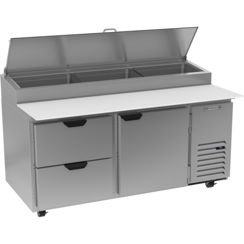 Beverage Air DPD67HC-2 Pizza Top Refrigerated Counter Two Section 67W 20.7 cu ft Stainless Steel Design