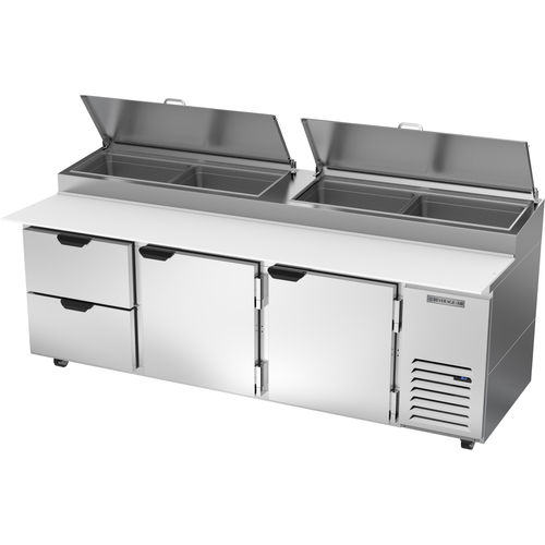 Beverage Air DPD93HC-2 Pizza Top Refrigerated Counter Three Section 93W 31.5 cu ft with Drawers and Doors