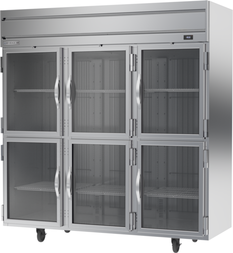 Beverage Air HFP3HC-1HG Horizon Series Freezer Reach In Three Section 69.1 Cu Ft with Glass Doors and Adjustable Shelves