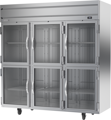 Beverage Air HFPS3HC-1HG Horizon Series Freezer Reach In Three Section 69.1 cu ft with Glass Doors and Adjustable Shelves