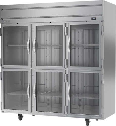 Beverage Air HFS3HC-1HG Horizon Series Freezer Reach In Three Section 69.1 cu ft with Glass Doors and Adjustable Shelves