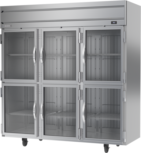 Beverage Air HRS3HC-1HG Horizon Series Refrigerator Reach In Three Section 71.52 cu ft with Glass Doors and Shelves