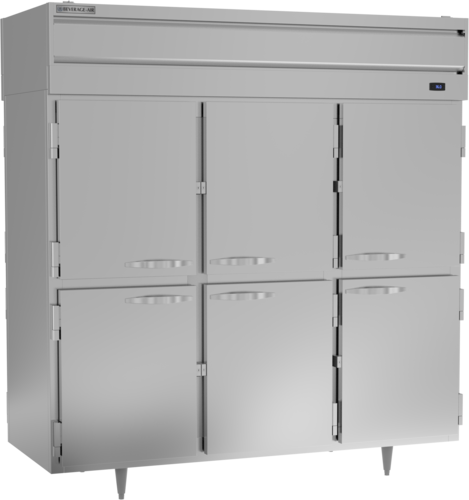 Beverage Air PRD3HC-1AHS P-Series Pass-Thru Refrigerator 73.99 cu ft with Solid Half Doors and LED Lighting