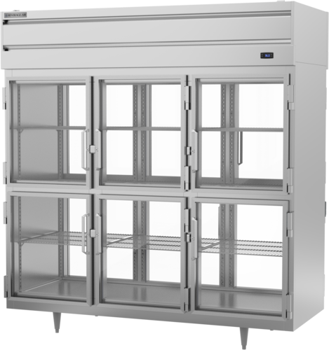 Beverage Air PRD3HC-1BHG P-Series Pass-Thru Refrigerator 73.99 cu ft with Glass Doors and Adjustable Shelves