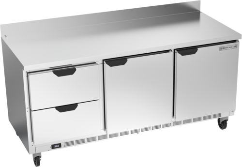 Beverage Air WTRD72AHC-2 Worktop Refrigerator Three Section 72 Inch Stainless Steel with Drawers and Doors